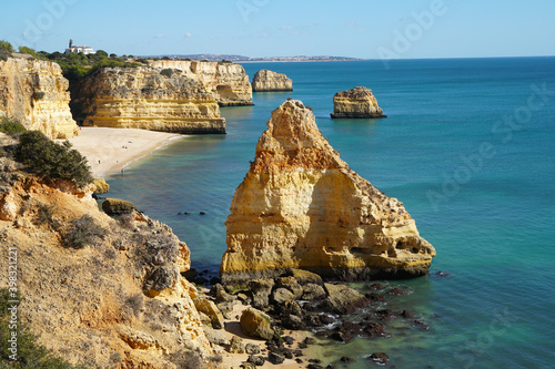 Marinha Beach (Praia da Marina) is a very popular beach with in the Algarve typical rock formations as natural bridges and arches 