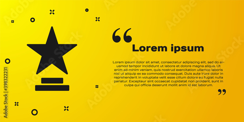 Black Movie trophy icon isolated on yellow background. Academy award icon. Films and cinema symbol. Vector Illustration.