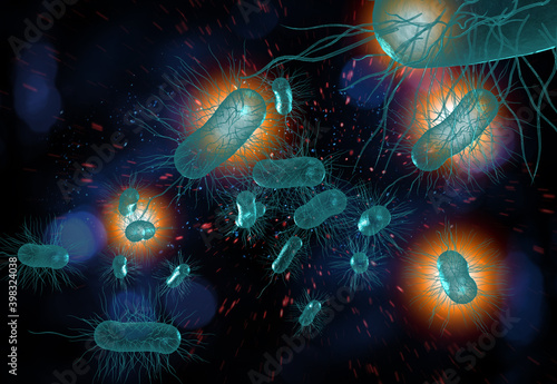 E.Coli Bacteria Cells 3D Illustration