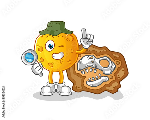 moon archaeologists with dinosaur fossils mascot. cartoon vector