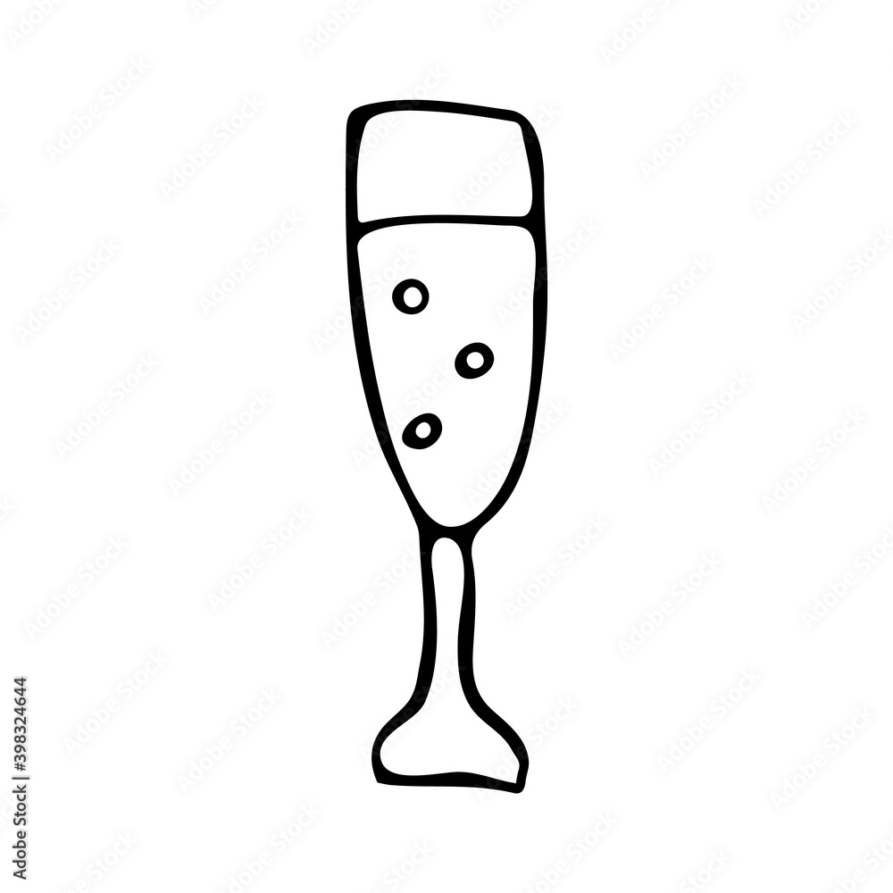 Hand drawn doodle style wine glass in vector. Isolated illustration on white background. For graphic and web design Hand drawn doodle style wine glass in vector. Isolated illustration on white background. For graphic and web design