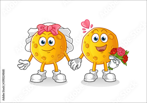 moon wedding cartoon. cartoon mascot vector