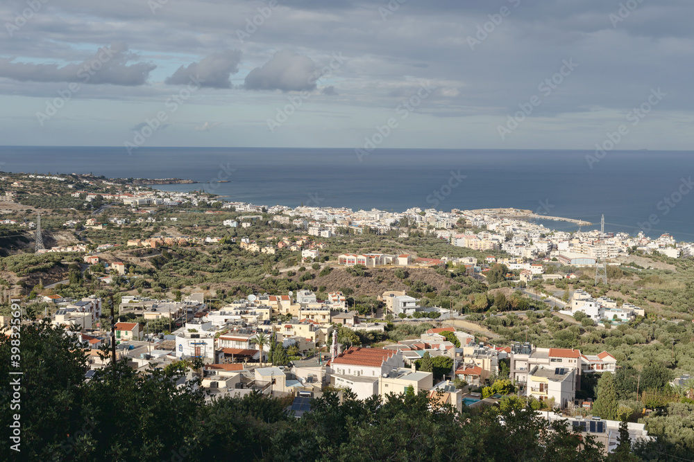 Panoramic, picturesque view of the city resort Hersonissos (Greece, island Crete)
