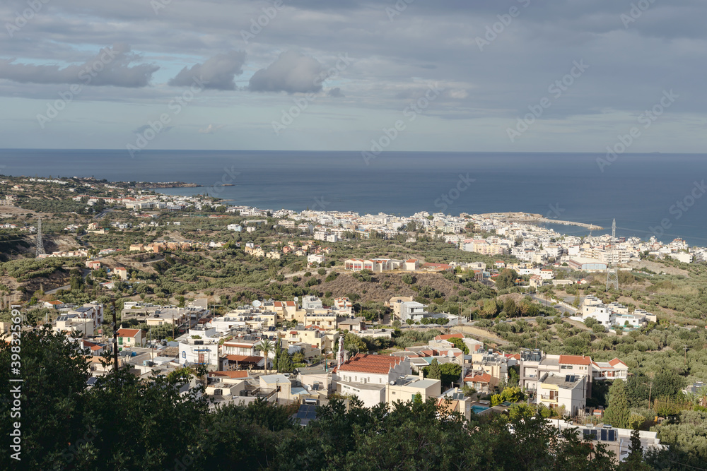 Panoramic, picturesque view of the city resort Hersonissos (Greece, island Crete) Panoramic, picturesque view of the city resort Hersonissos (Greece, island Crete)