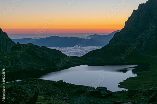 lake in the mountains over the clouds