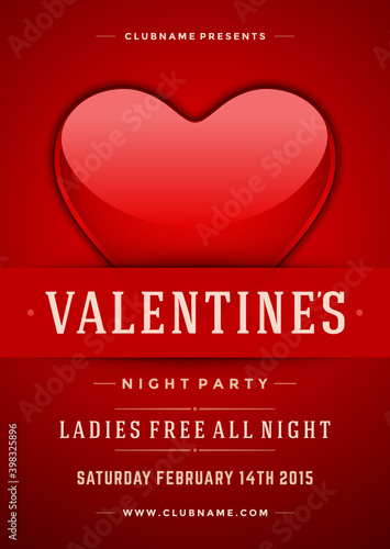 Happy valentines day party poster design template