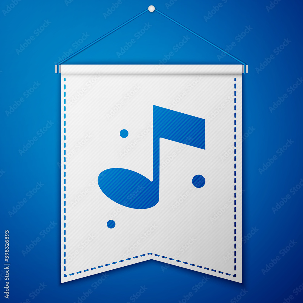 Blue Music note, tone icon isolated on blue background. White pennant template. Vector. Blue Music note, tone icon isolated on blue background. White pennant template. Vector.