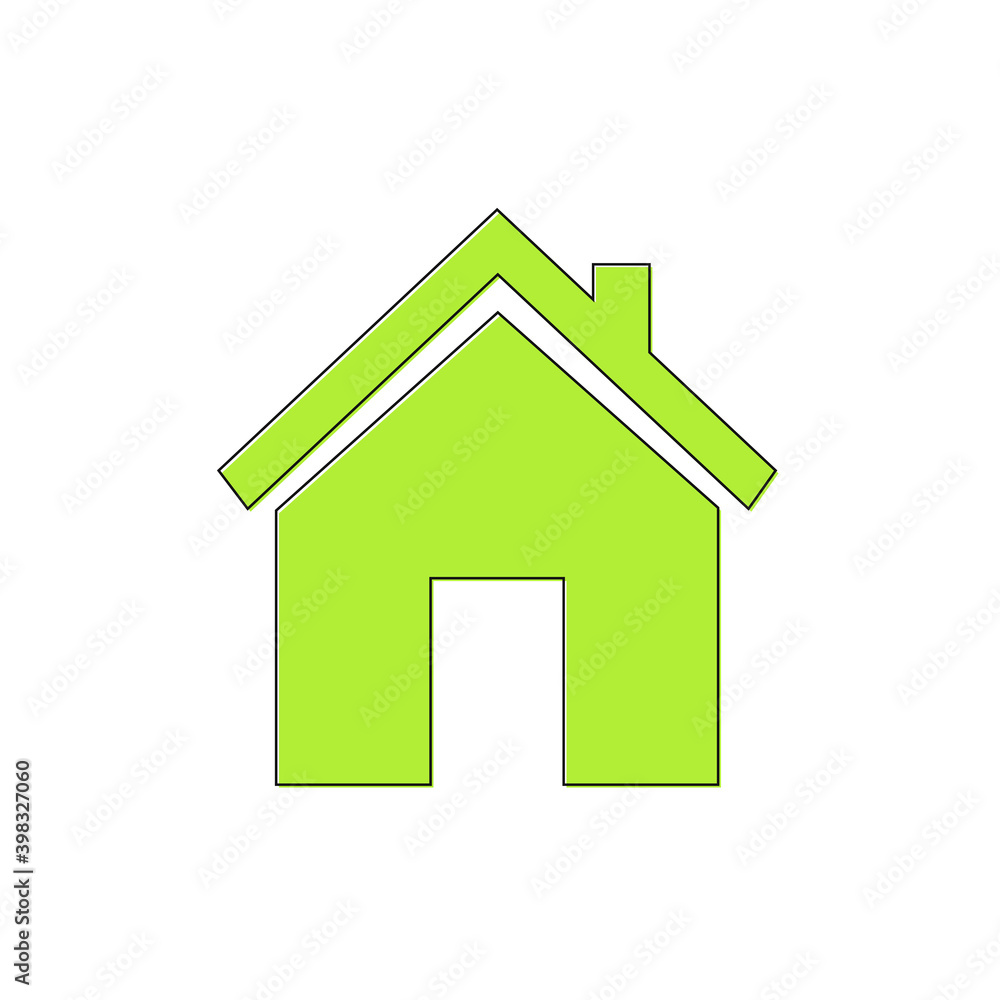 Home icon, house symbol, flat graphic design template, web sign, vector illustration