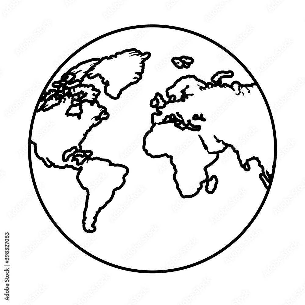 world planet earth maps silhouette line style icon
