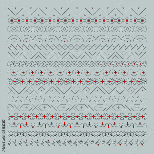 Tribal vector ornament. Seamless church pattern. Ethnic rug with chevrons and stripes. Slavic style. Geometric striped pattern. Ancient interior. Contemporary rug. Geographic printing on textiles.