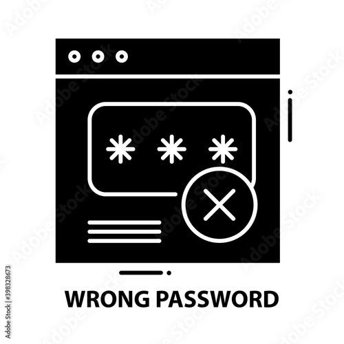 Fototapeta Naklejka Na Ścianę i Meble -  wrong password icon, black vector sign with editable strokes, concept illustration