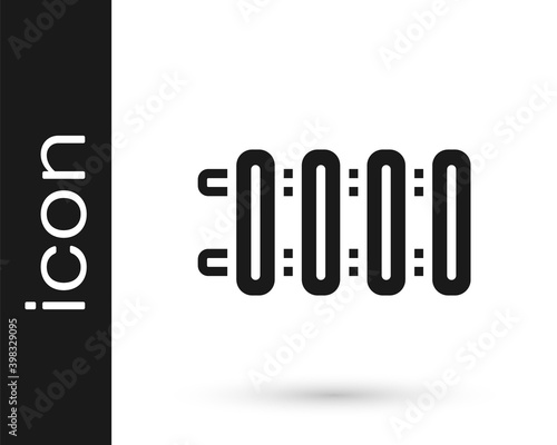 Black Heating radiator icon isolated on white background. Vector.