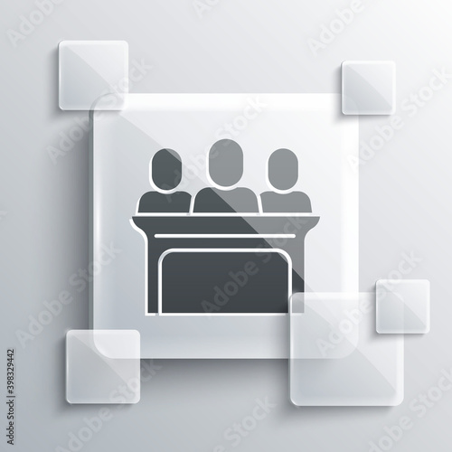 Grey Jurors icon isolated on grey background. Square glass panels. Vector.