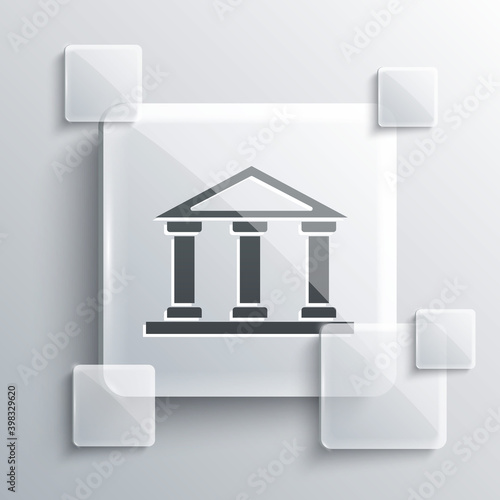 Grey Courthouse building icon isolated on grey background. Building bank or museum. Square glass panels. Vector.