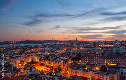 Lisbon night panoramic view, Portugal architecture cityscape © Song_about_summer