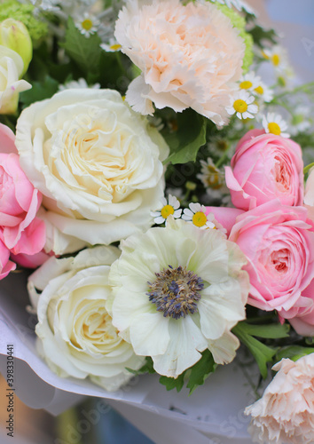 Flower composition. Macro photo. Wedding decor. A Beautiful bouquet of fresh flowers.