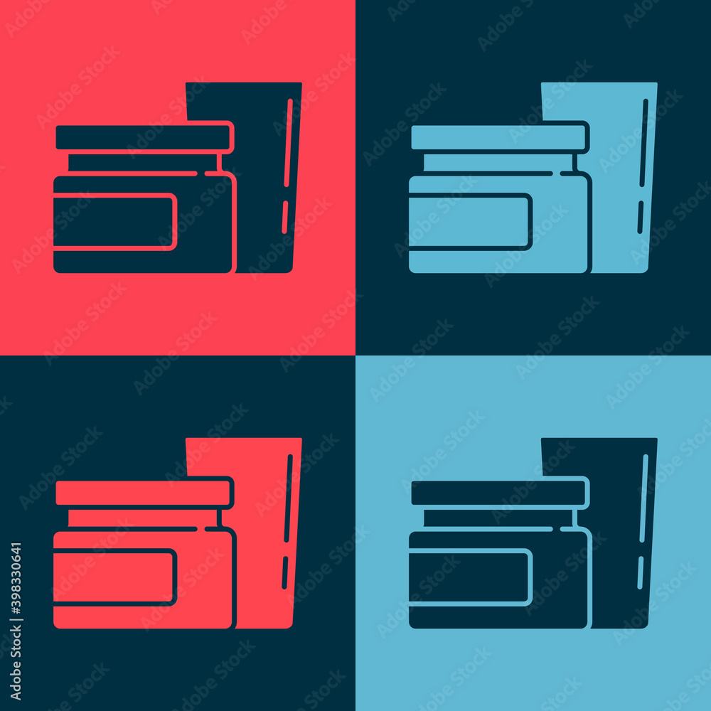 Pop art Baby food icon isolated on color background. Vector. Pop art Baby food icon isolated on color background. Vector.