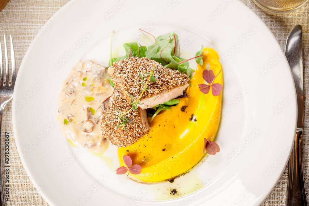 Chicken fillet and pumpkin puree Chicken fillet and pumpkin puree