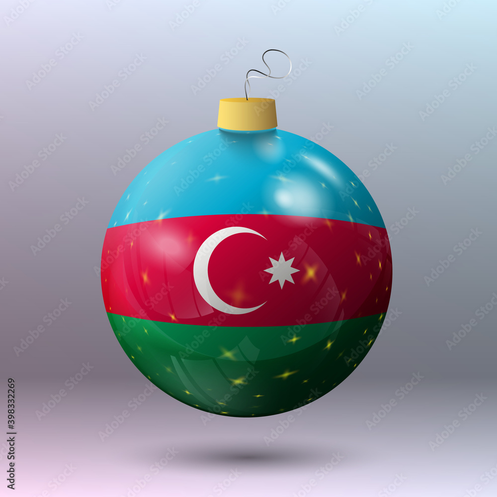 Vector - Merry Christmas ball with Azerbaijan flag Vector - Merry Christmas ball with Azerbaijan flag
