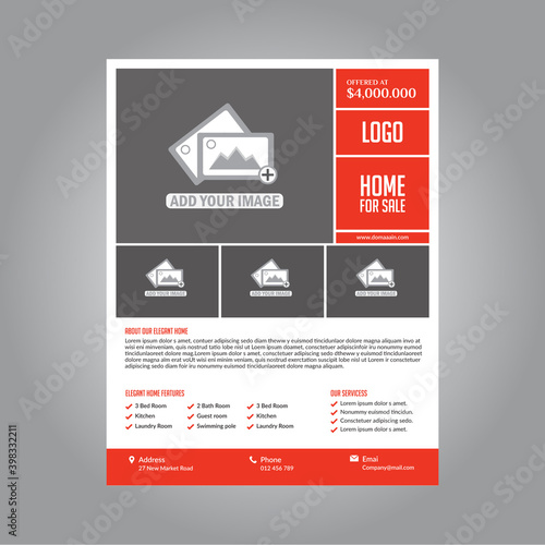 Real Home for sale flyer design template very modern