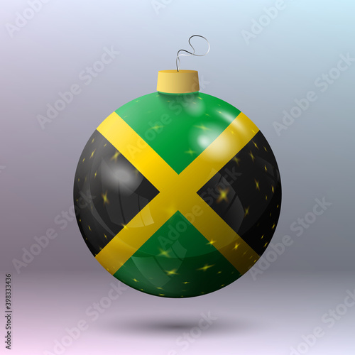 Vector - Merry Christmas ball with Jamaica flag