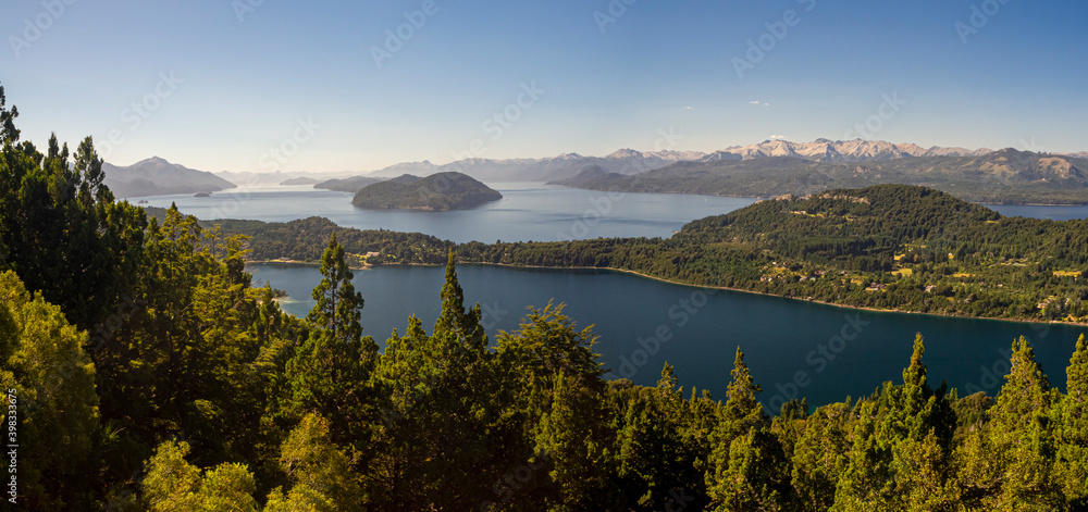panoramic view of the Nahuel Huapi lake in Bariloche Argentina