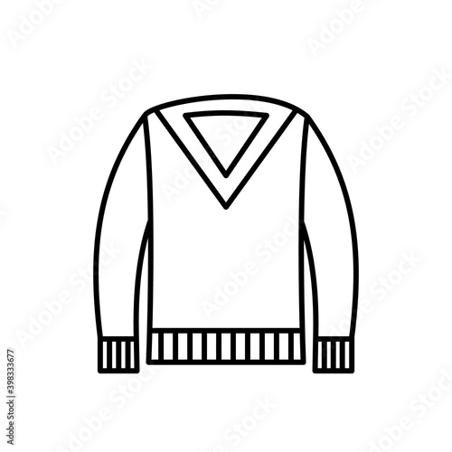 Outline, simple vector sweater icon isolated on white background.