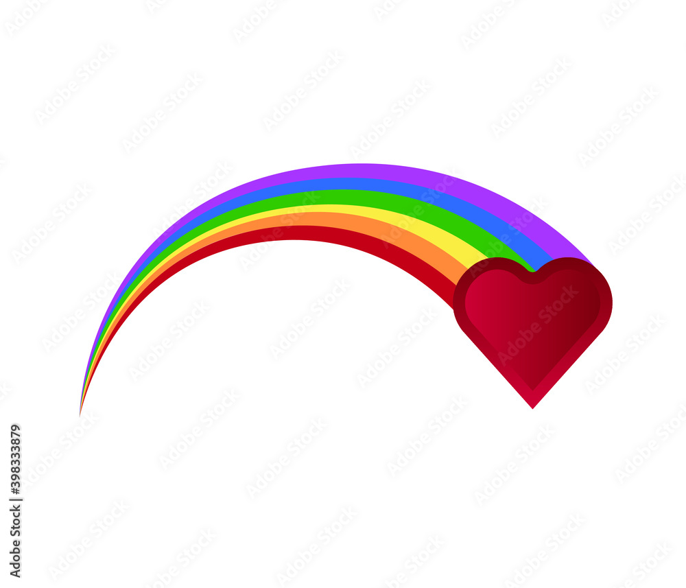 Valentine's day with rainbow heart isolated on background. Valentine's day logo, badge, icon, template for Valentine's day, invitation, party, greeting card, web.
