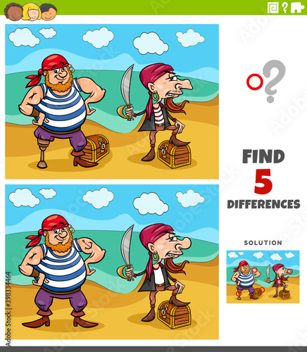 differences educational task for kids with pirates and treasure