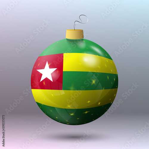 Vector - Merry Christmas ball with Togo flag