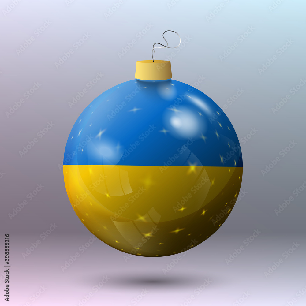 Vector - Merry Christmas ball with Ukraine flag Vector - Merry Christmas ball with Ukraine flag