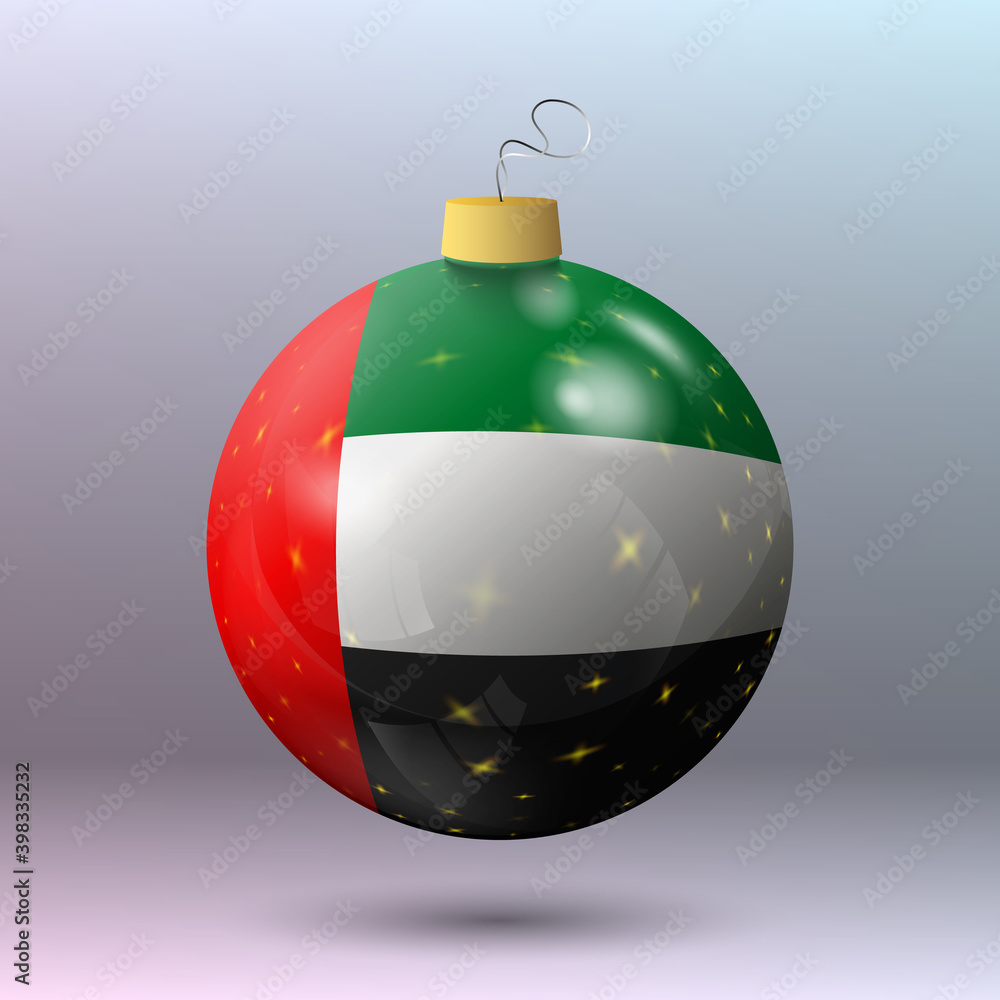 Vector - Merry Christmas ball with United Arab Emirates flag Vector - Merry Christmas ball with United Arab Emirates flag
