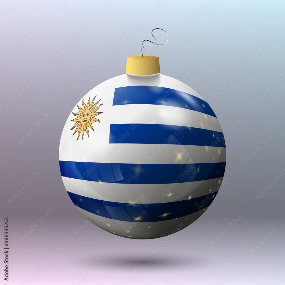 Vector - Merry Christmas ball with Uruguay flag Vector - Merry Christmas ball with Uruguay flag