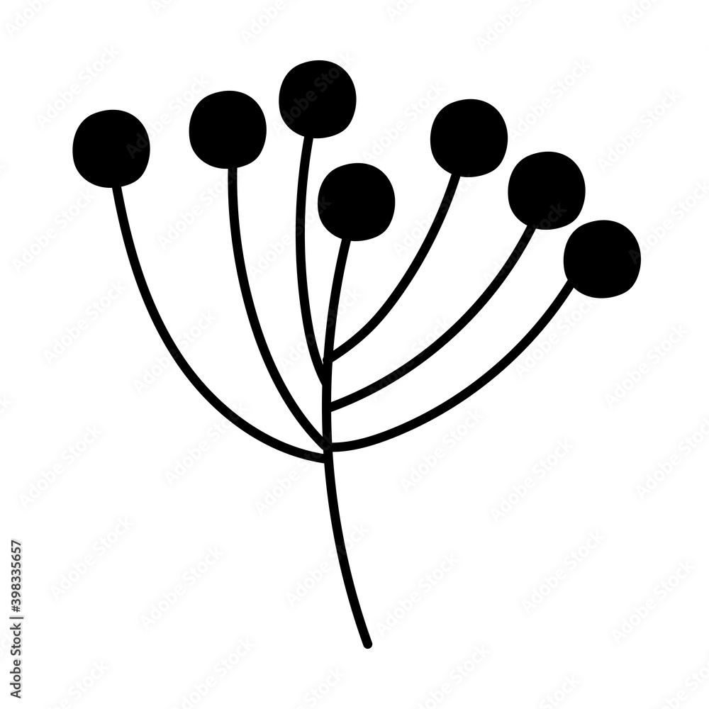 foliage branch fruits nature icon line style white background foliage branch fruits nature icon line style white background
