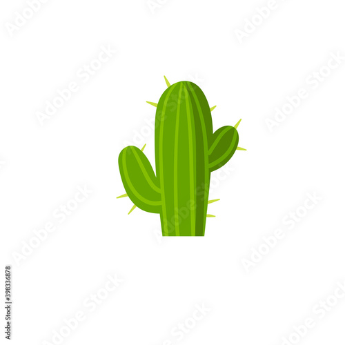Cactus. Green desert plant. Succulent with thorns. Element of southern scenery of nature. Flat cartoon illustration