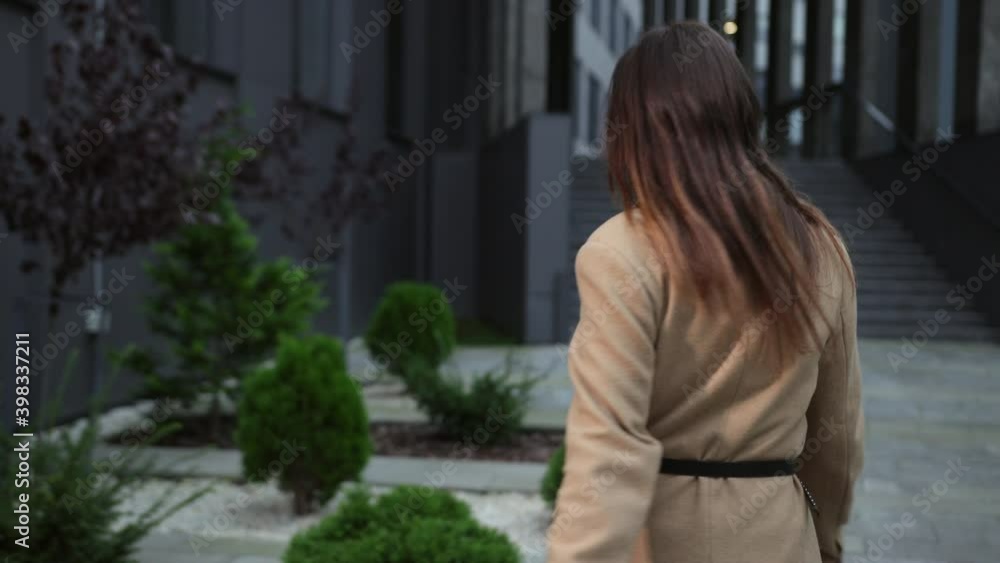 Autumn walk. Beauty face Back view, Woman Autumn walk. Beauty face Back view, Woman