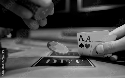 Canvas Print Black and white photo of the casino interior