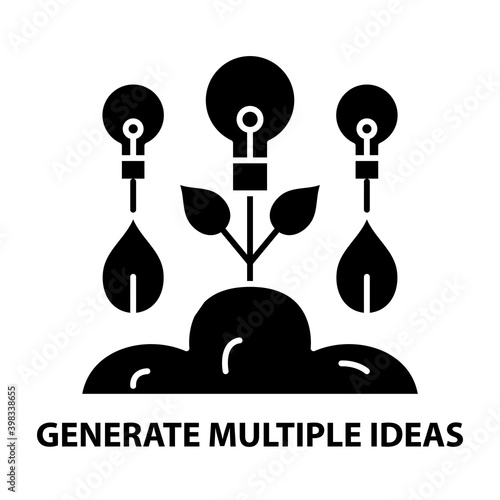 generate multiple ideas icon, black vector sign with editable strokes, concept illustration