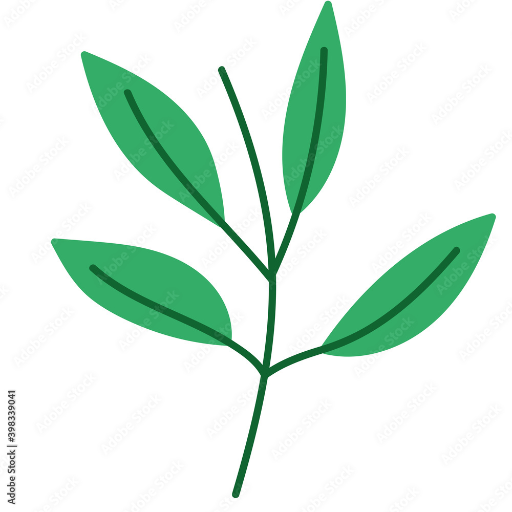 natural branch leaves plant foliage icon design