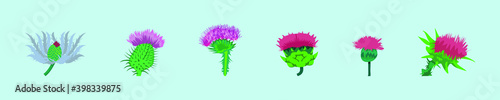 Photo set of thistles cartoon icon design template with various models