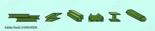 set of steel beam cartoon icon design template with various models. vector illustration isolated on blue background