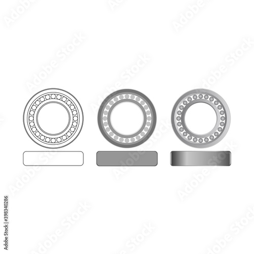 A set of images of bearings in different styles. Suitable for technical illustrations.
