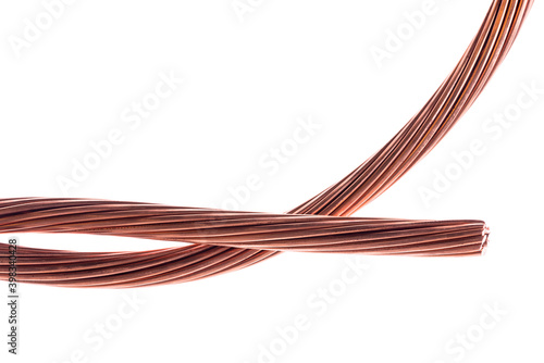 Copper Wire Line Isolated on White Background