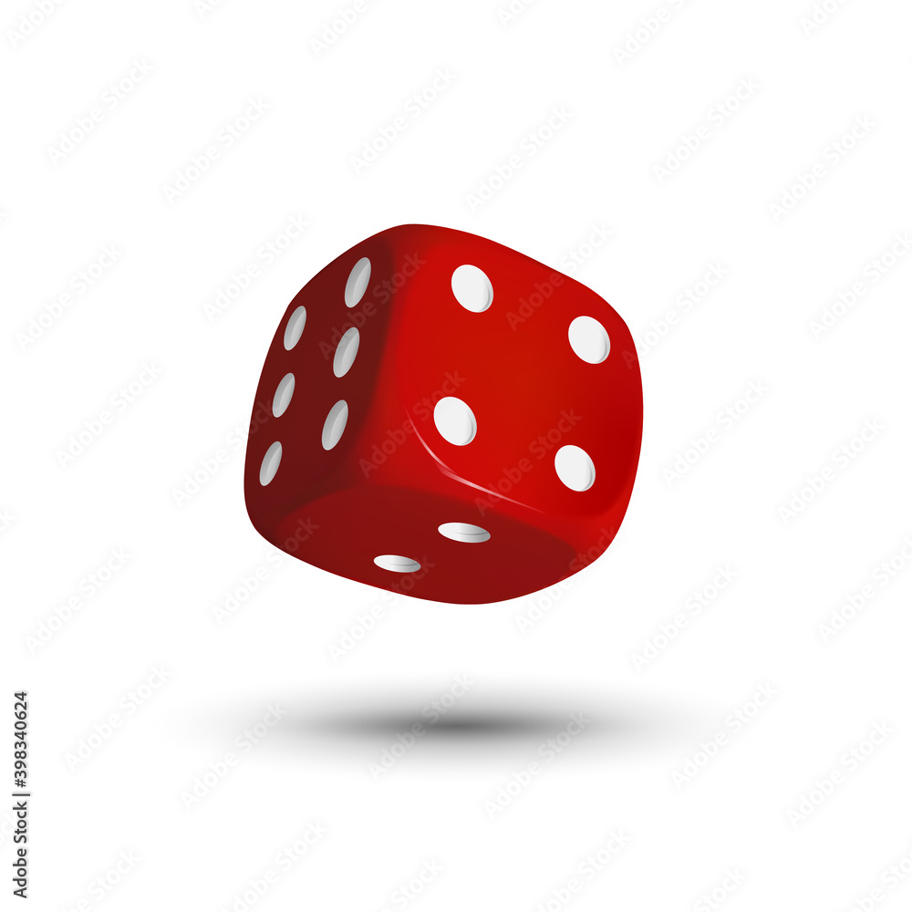 Dice on a white background. Red dice. Casino background. Vector illustration. Dice on a white background. Red dice. Casino background. Vector illustration.