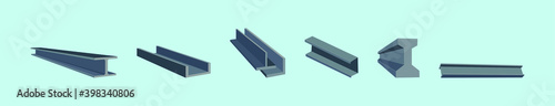 set of steel beam cartoon icon design template with various models. vector illustration isolated on blue background