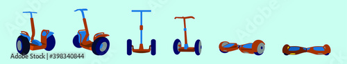 set of electro eco transport cartoon icon design template with various models. vector illustration isolated on blue background