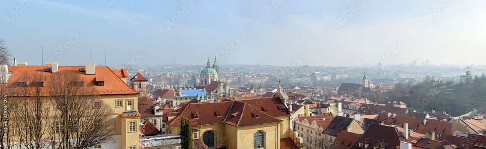 Panorama of Lesser Town in Prague from Hradcany square, Czech.