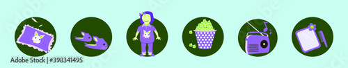 set of slumber party cartoon icon design template with various models. vector illustration isolated on blue background