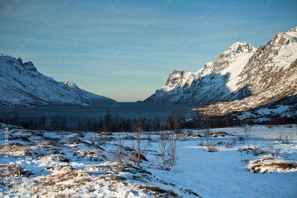 Fototapeta premium Famous Ersfjord on the Kvaløya Island, Norway