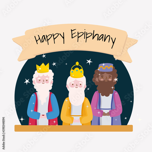 Fototapete happy epiphany, three wise kings celebration traditional